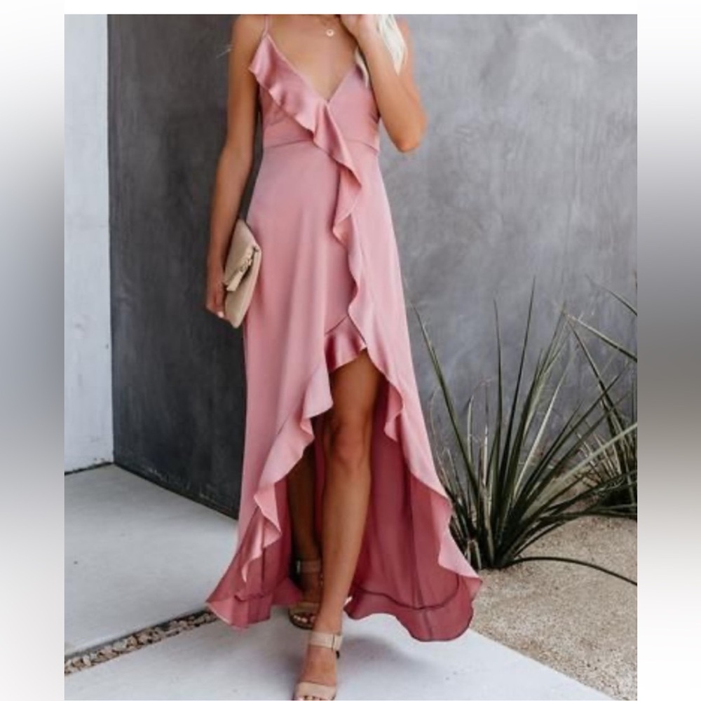 Vici Blush High Low Ruffle Dress